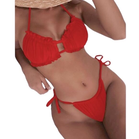 Ruche Bikini Swimsuit Woman’s Size S - Picture 1 of 5